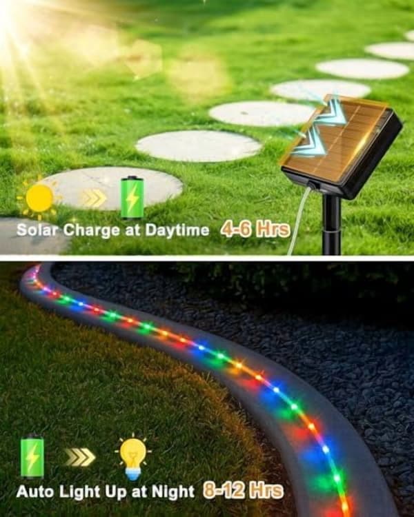 LED-strips, Soldrevne lyskæder, vandtætte, 7 M, 50 lys, 8 tilstande (farve)