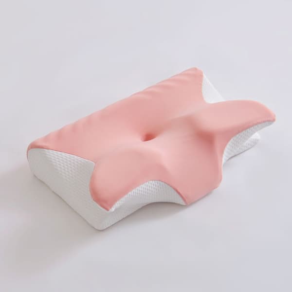 Viskoelastisk nackkudde, Ergonomisk is-silke memory foam som lindrar nacksmärta (rosa)