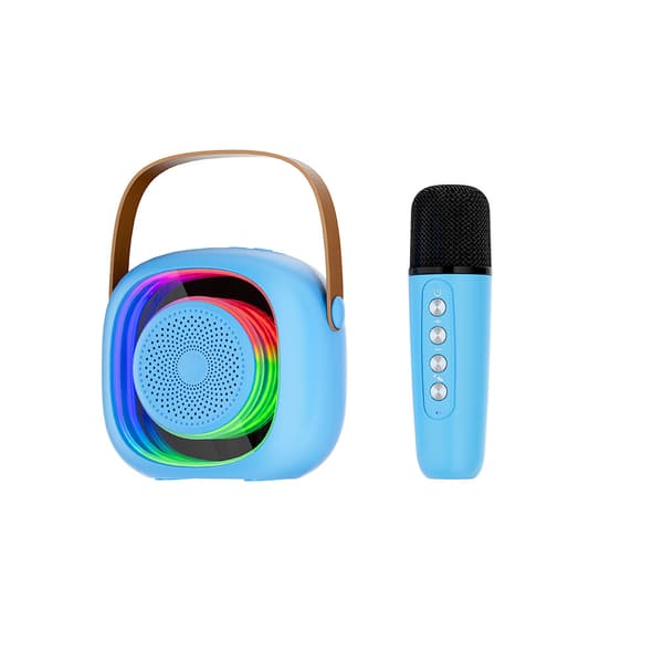 Mini Karaoke-maskin för barn, trådlös Bluetooth-högtalare med 1 mikrofon (blå)