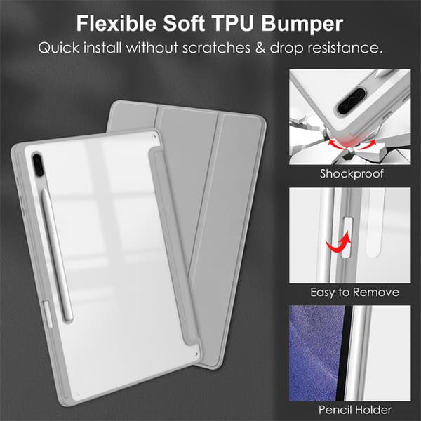 Kotelo Samsung Galaxy TAB S9 PLUS/S9 FE PLUS -laitteelle, harmaa