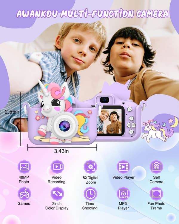 Barnkamera Mini Tecknad Videokamera, Digitalkamera Lämplig För Barns Julklappar (Blå)