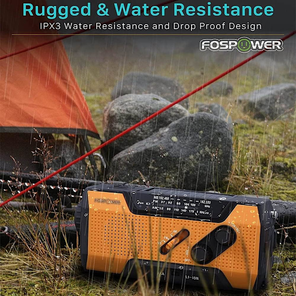 Solradio, Vevradio AM/FM Väderradio med Portabel 2000mAh Powerbank