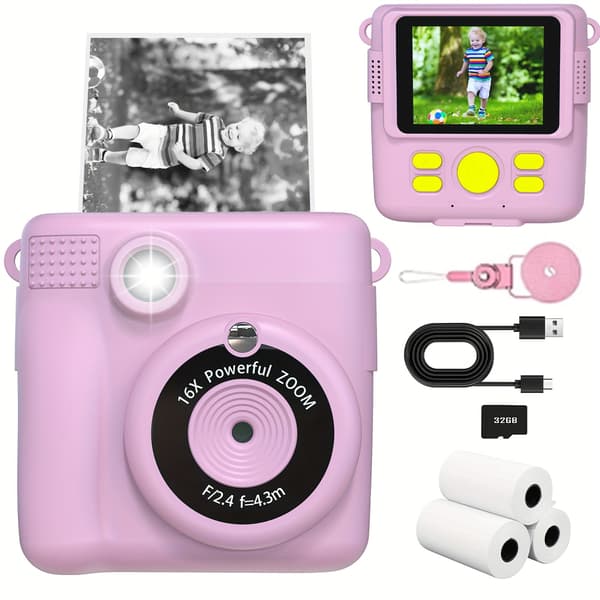 Digitalkamera Barn Direktutskriftskamera 32Gb Rosa