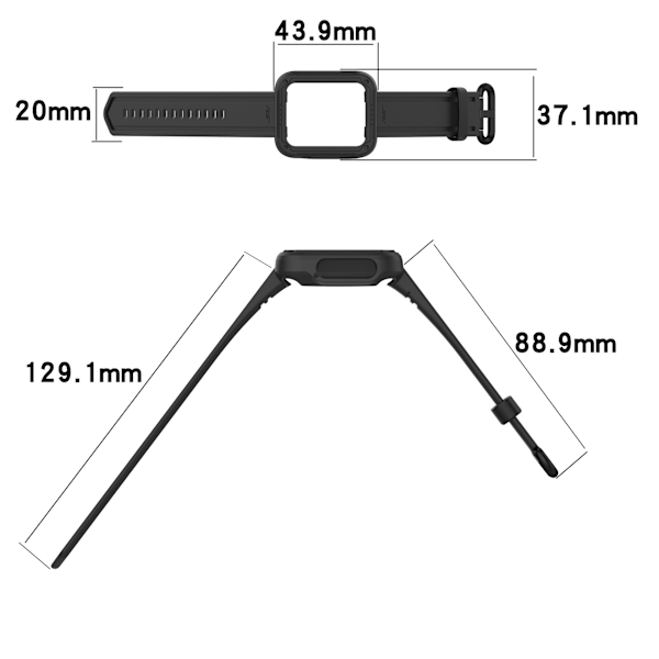 Passar Redmi 1/Mi Watch Lite/Redmi 2/Mi Watch2 Lite Monokromt Silikon Integrerat Klockarmband Svart