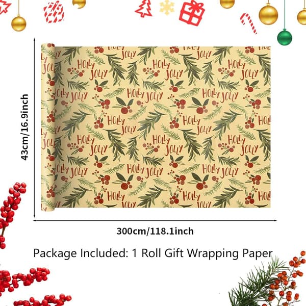 Julklappspapper Rött fruktmönsterpapper (43CMX 300CM)