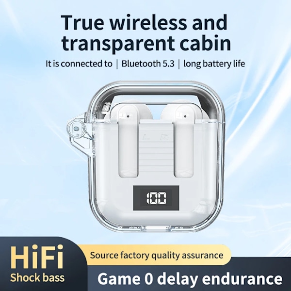 True Wireless Bluetooth Hörlurar TM90 Pro In-ear Digital Display Trådlösa Vita
