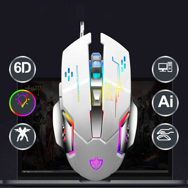 x7 Trådbunden Gamingmus USB rgb Gamingmus - svart