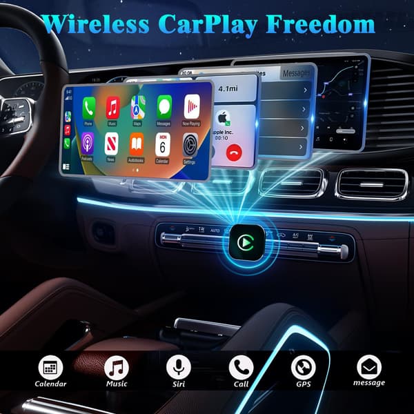 Trådløs CarPlay-adapter 2 i 1 til CarPlay og Android Auto (Gun)