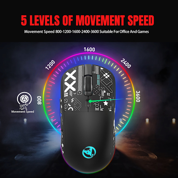 Trådlös Gamingmus T90 3600Dpi svart
