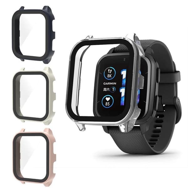 Suojakotelo Garmin Venu 2Plus 43MM:lle karkaistulla lasisella näytönsuojalla (Männynvihreä)