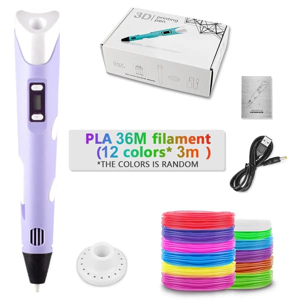 3D-penn med 36-meter PLA-filament (lilla)