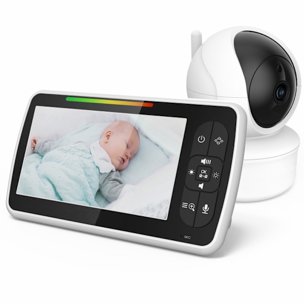 SM650 Baby Monitor 5-tums Skärm Justerbar Kamera med Infraröd Mörkerseende Tvåvägs Intercom