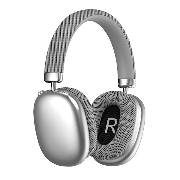 Enkla silverfärgade stereohörlurar med Bluetooth, huvudmonterade