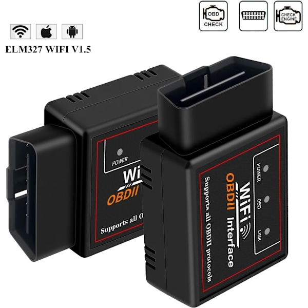 V1.5 WIFI Scanner Auto OBDII Diagnostikverktyg Kodläsare för Android IOS Windows