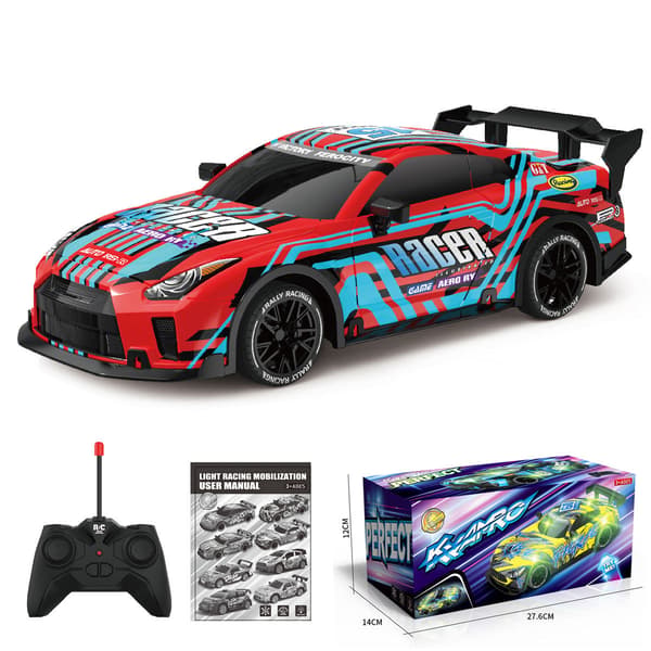 1:18 punainen kauko-ohjattava auto valolla
