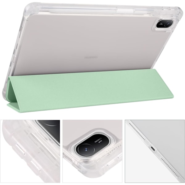Fullständigt Skydd Transparent Baksida Ställfodral för Xiaomi Redmi Pad Pro 12.1 Tum med Auto Wake/Sleep Funktion Mintgrön
