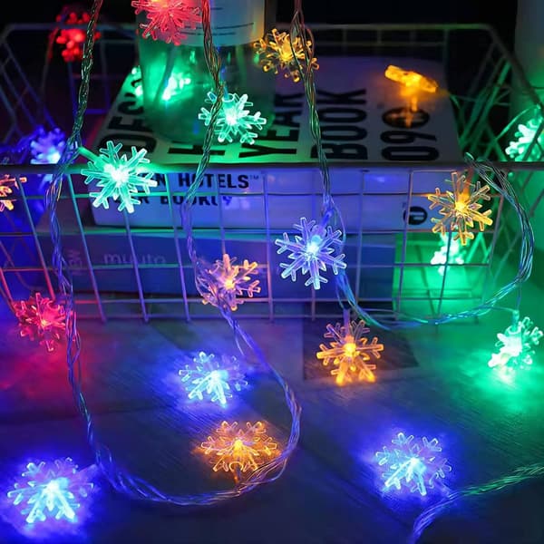 LED lyskæde, Snefnug lyskæde 6m 40 LED, Julelys (blue)