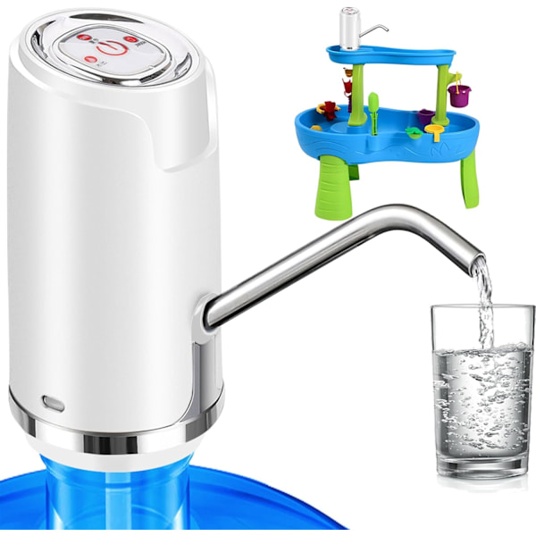 5 gallon (ca. 5 liter) vandpumpe til flasker, USB-genopladelig pumpe (hvid)