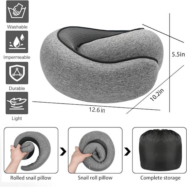 Nackkudde Memory Foam U-formad Portabel Resekudde Bekväm Nackstödskudde (Svart)