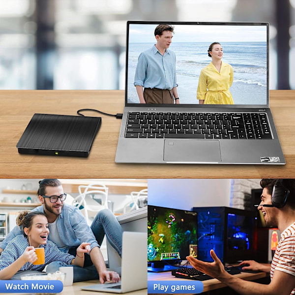 Extern CD DVD-enhet - USB 3.0 - DVD/CD-spelare Brännare