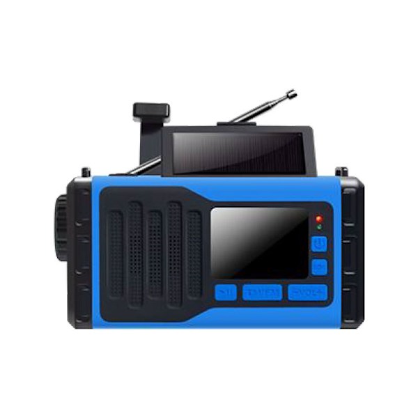 Aurinkokennoradio, 10000mAh monikaistainen AM FM -radio hätälukuvalolla (sininen)