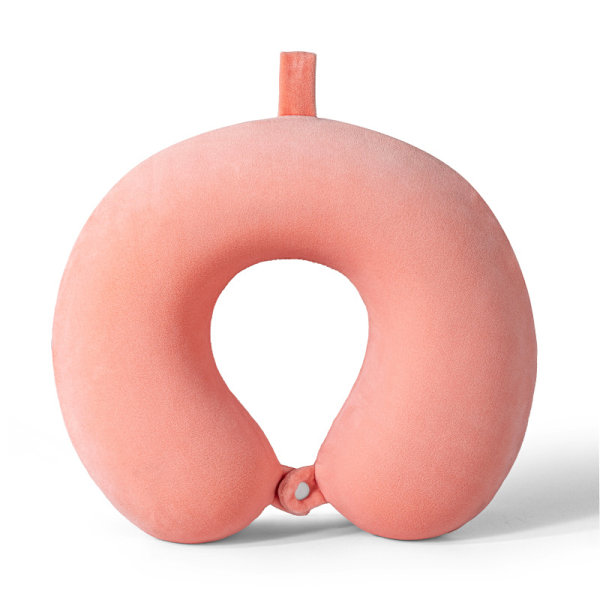 Nackkudde Memory Foam Portabel U-formad Resekudde Cervical Support Kudde (Orange Rosa)