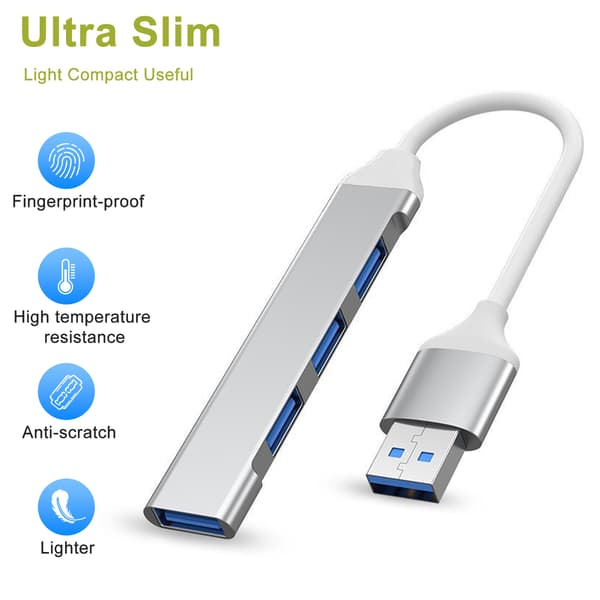 USB 3.0 Hub 4 i 1 USB Port Hub Splitter 5Gbps Dataöverföringsadapter för Laptop Xbox