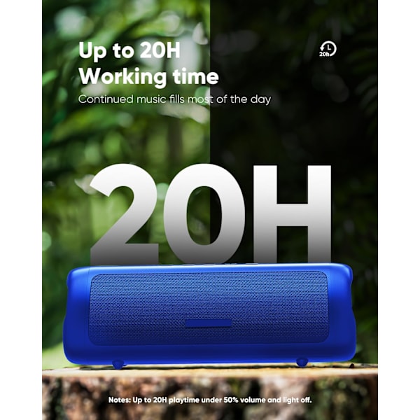 Portabel Trådlös Bluetooth-högtalare Ipx5 Vattentät, Upp Till 20 Timmar Batteritid Blå