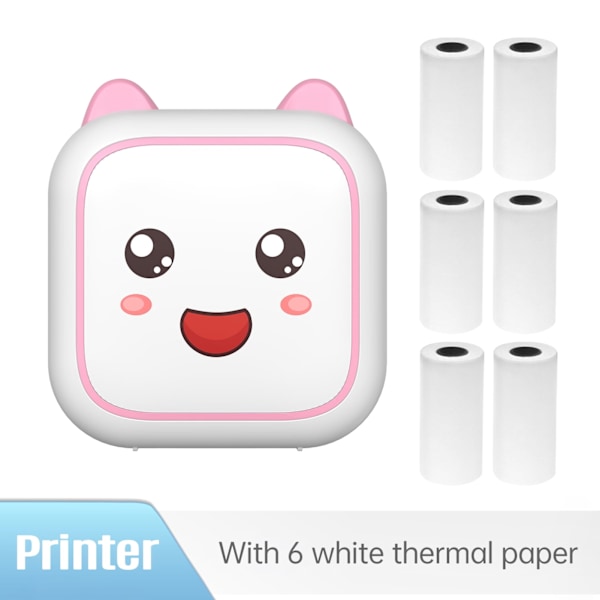 Bærbar Termisk Etiketprinter Med 6 X 57 Mm Udskrevet Sticker Pink