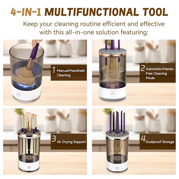 Automatisk makeupbørsterenser (Plug-in version - Sort)
