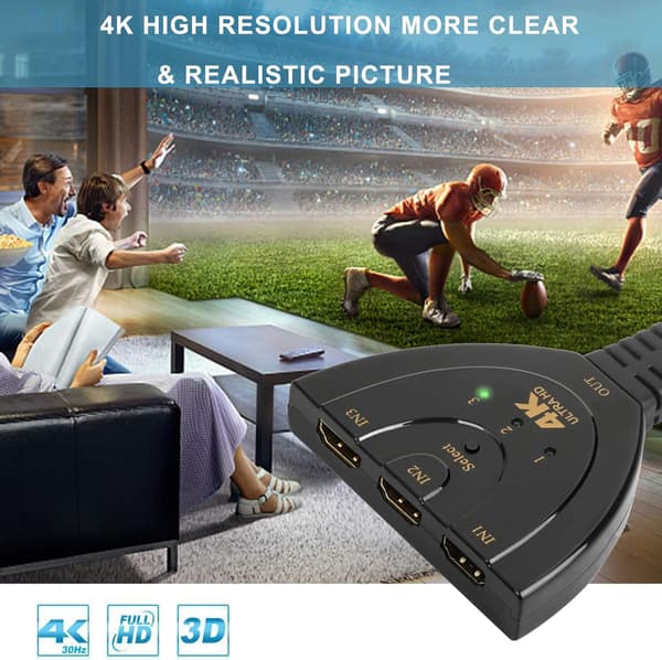 3 i 1 ud HDMI-switch, 4K HD HDMI-adapter