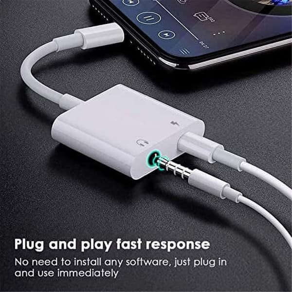 2-i-1 3,5 mm Jack AUX Splitter 8 Pin til iPhone