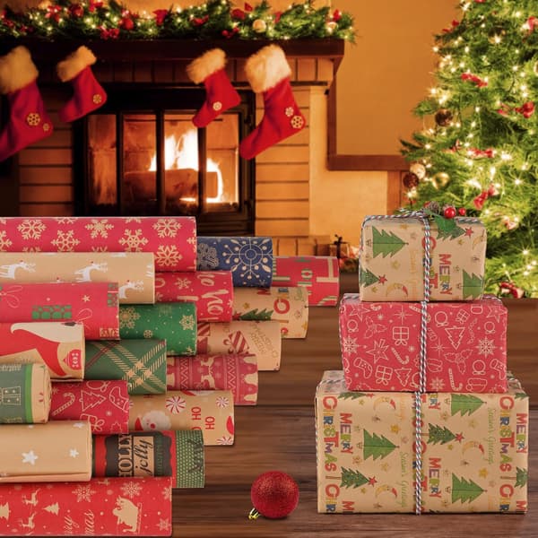 Julklappspapper, julgransmönstrat papper 43CMX 300CM