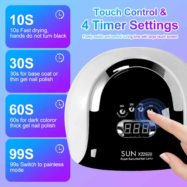 SUN X22 MAX UV LED Nagel Torklampa För Gel Naglar 72 Lampor Snabbhärdande Gel Polish Lampa Svart bakgrund
