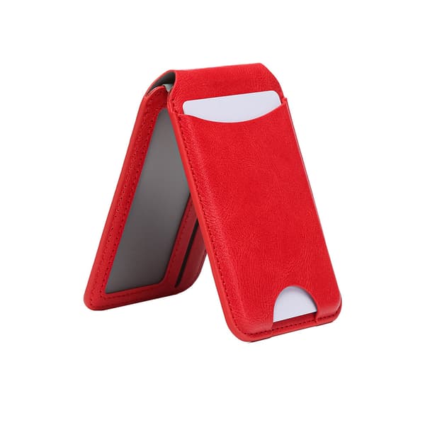 Magnetisk pung 2 i 1 Magsafe stærk magnet kortholder, foldbart stativ (red)