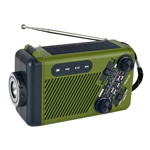 Solradio, Handvev Nödsituationer AM/FM Radio Ficklampa (Grön)