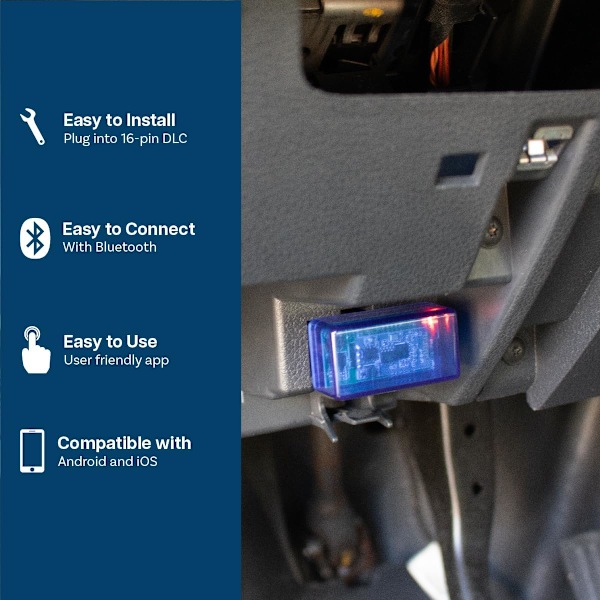 OBD2 Scanner Bluetooth - Bilscanner Kompatibel med iOS, iPad och Android – Mini V2.1 Blå
