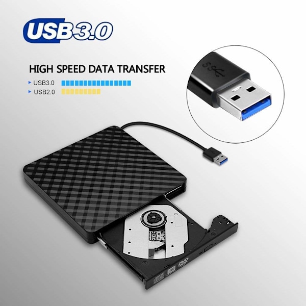 Extern DVD-brännare Spelare USB 3.0 Portabel CD DVD +/-RW Optisk Enhet
