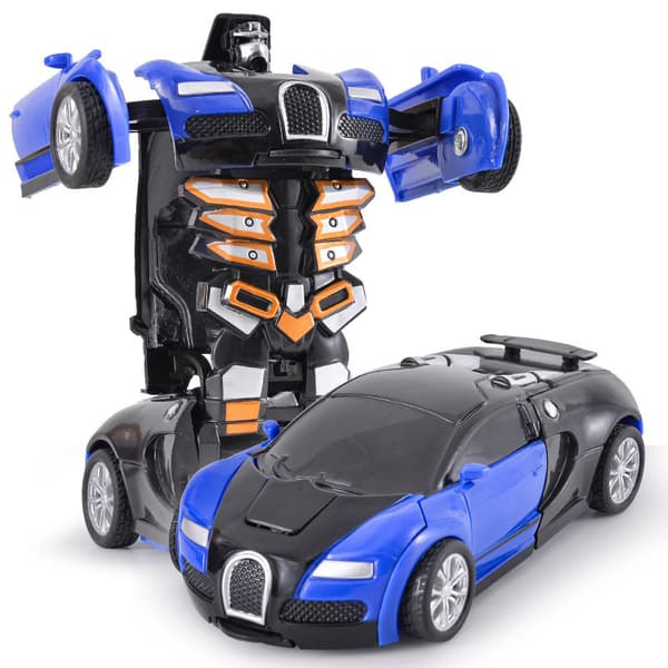 Leksaksbil Mini transformerbar leksaksrobot (blå)