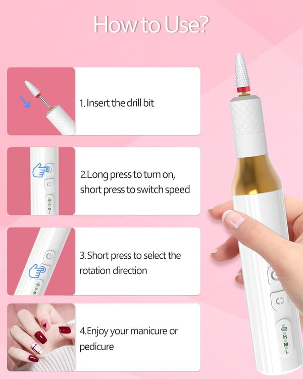 Negleslipermaskin Egnet For Manikyr Og Pedikyr Hvit