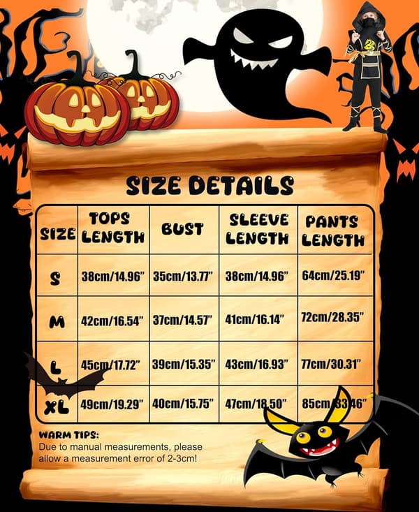 Halloween Ninja Kostyme for Barn (L)