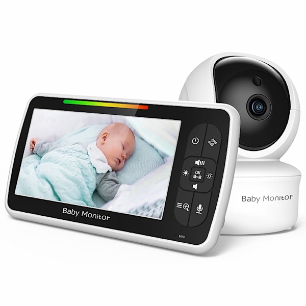 SM650 Babyalarm 5 Tommer Skærm med Infrarød Nattesyn Tovejs Intercom