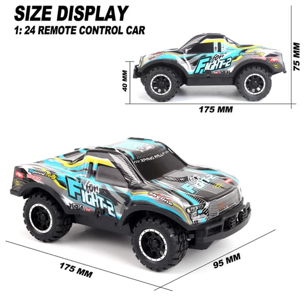 1:24 kauko-ohjattava maastoauto valolla, vihreä