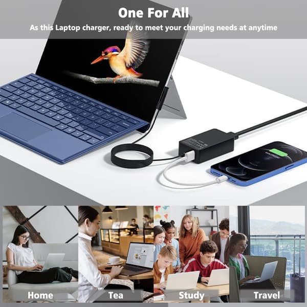 Surface Pro-lader 65W for Microsoft Surface Pro Laptop Notebook for Surface Pro 10, 9, 8, 7+