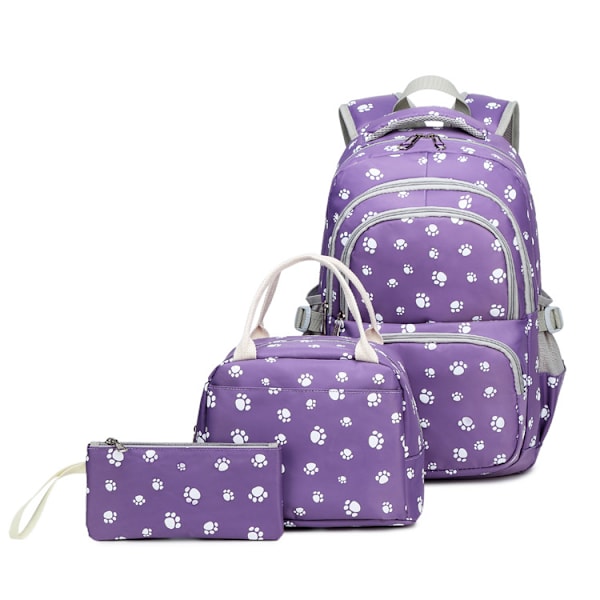 Opiskelijan reppu kolmiosainen setti 19 tuumaa violetti