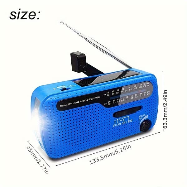 Radio aurinkokennolla 1200MAH, virrantuotolla ja taskulampulla