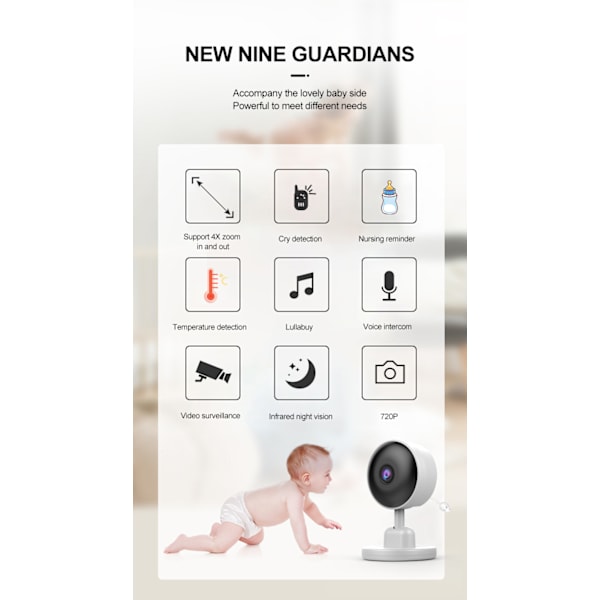C4 Babyalarm 3,5 tommer HD Night Vision Tovejs intercom Overvågning