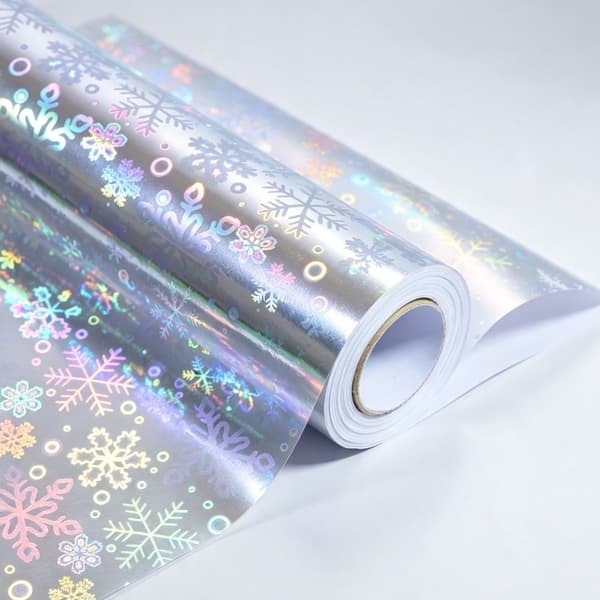 Presentpapper, Holografiskt julklappspapper - 43x1000cm (Purple circle)