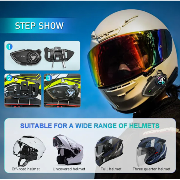 Motorcykel Intercom Headset Y80 Svart