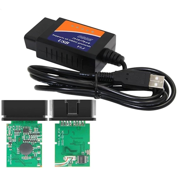 ELM327 USB V1.5 OBD2 Auton Diagnostiikkaskanneri OBDII Liitäntä Tietokonepohjainen Auton Diagnostiikkatyökalu